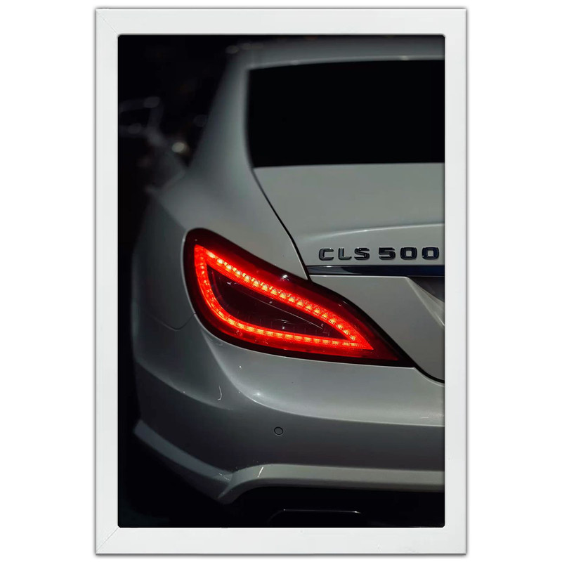 تابلو بکلیت طرح ماشین و خودرو مرسدس بنز Mercedes-Benz CLS500 مدل W-po1989 فریم سفید