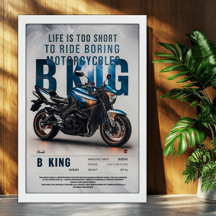 تابلو بکلیت طرح موتور سنگین سوزوکی بیکینگ SUZUKI B-KING1400 مدل W-po1903 فریم سفید