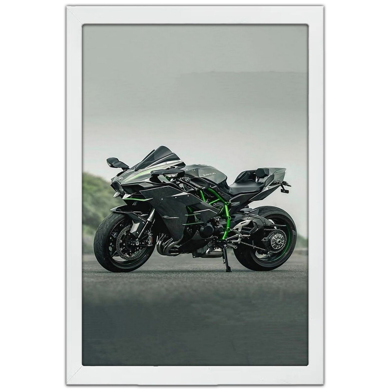 تابلو بکلیت طرح موتور سنگین نینجا کاوازاکی NINJA KAWASAKI H2R مدل W-po1695 فریم سفید