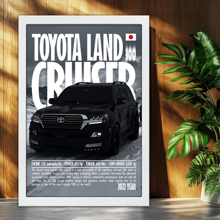 تابلو بکلیت طرح ماشین و خودرو تویوتا لندکروز Toyota LandCruiser مدل W-po1942 فریم سفید