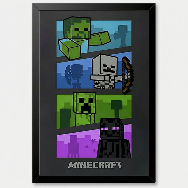 تابلو بکلیت طرح گیمینگ ماینکرفت Minecraft مدل B-po2043 فریم مشکی