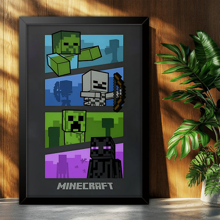 تابلو بکلیت طرح گیمینگ ماینکرفت Minecraft مدل B-po2043 فریم مشکی