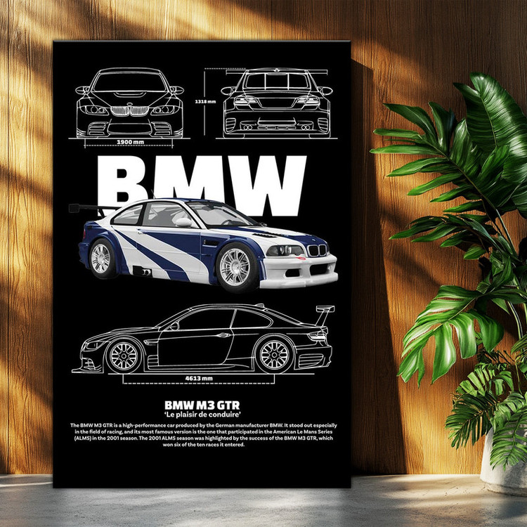 تابلو شاسی بکلیت طرح ماشین و خودرو بی ام و BMW M3 GTR مدل T-po1543