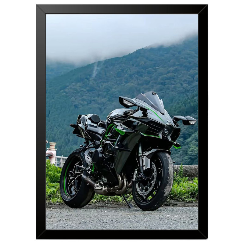 تابلو بکلیت طرح موتور سنگین نینجا کاوازاکی NINJA KAWASAKI H2R مدل b-po1697 فریم مشکی