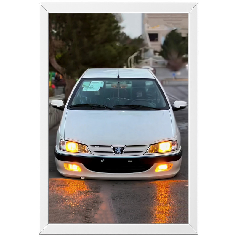 تابلو بکلیت طرح ماشین و خودرو پژو پارس پرشیا مدل W-po2139 فریم سفید