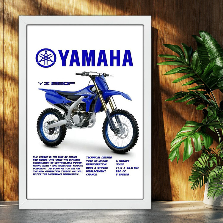 تابلو بکلیت طرح موتور یاماها YAMAHA YZ250F مدل W-po1972 فریم سفید
