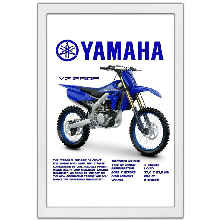 تابلو بکلیت طرح موتور یاماها YAMAHA YZ250F مدل W-po1972 فریم سفید