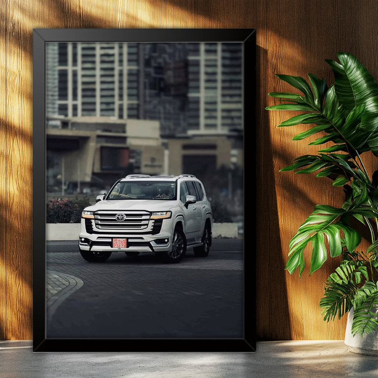 تابلو بکلیت طرح ماشین و خودرو تویوتا لندکروز Toyota LandCruiser مدل B-po1935 فریم مشکی