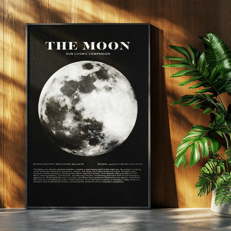 تابلو بکلیت طرح ماه THE MOON مدل b-po1609 فریم مشکی