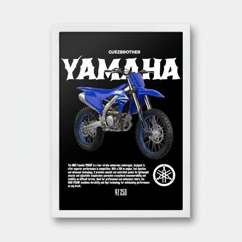 تابلو بکلیت طرح موتور یاماها YAMAHA YZ250F مدل W-po1971 فریم سفید
