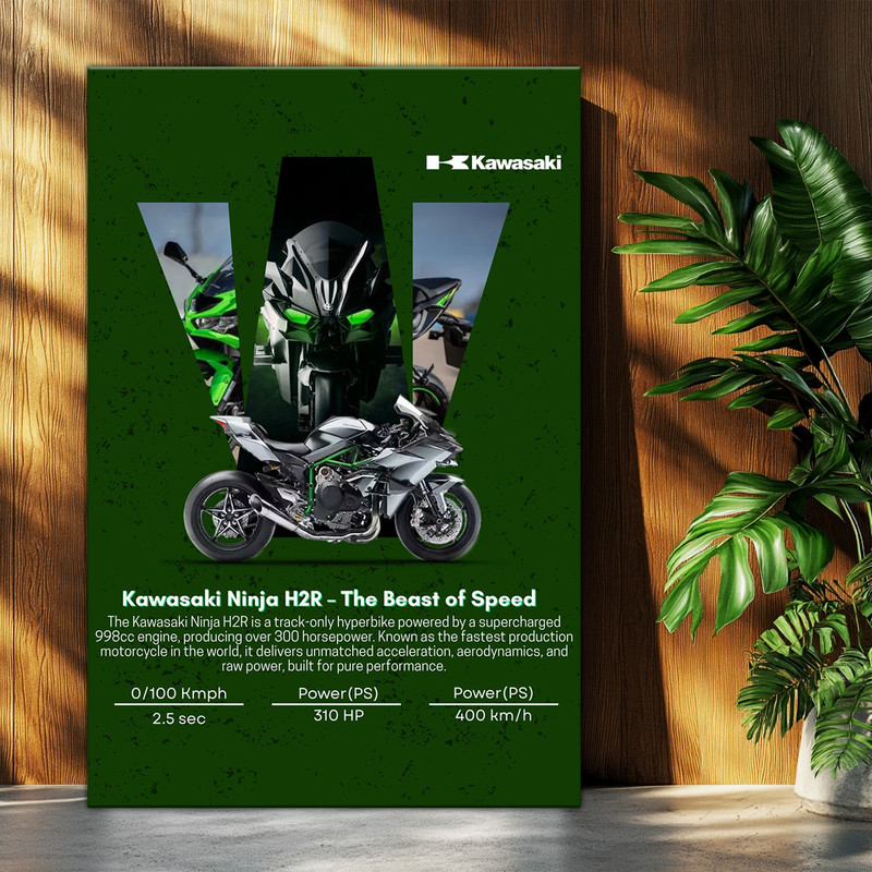 تابلو شاسی بکلیت طرح موتور سنگین نینجا کاوازاکی NINJA KAWASAKI H2R مدل T-po1682