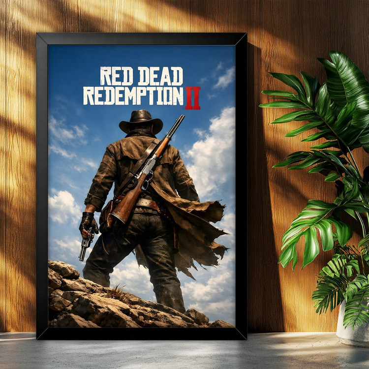 تابلو بکلیت طرح گیمینگ ردد red dead redemption 2 مدل B-po2276 فریم مشکی