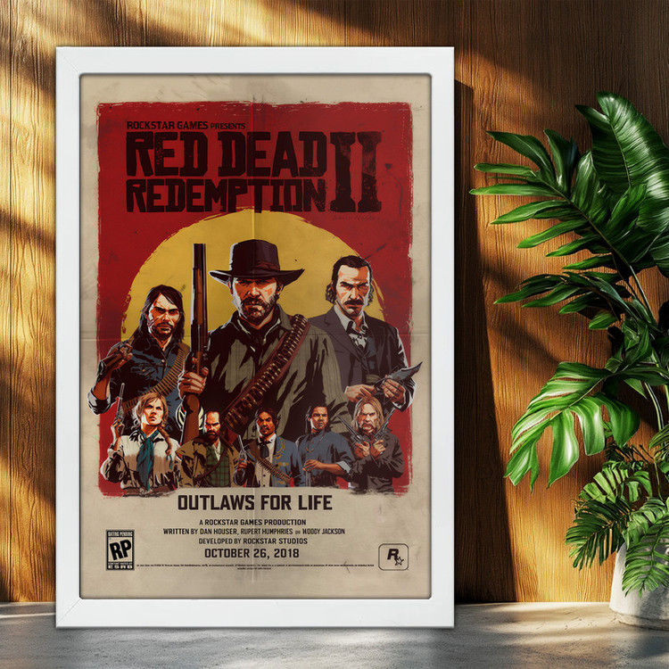 تابلو بکلیت طرح گیمینگ ردد red dead redemption 2 مدل W-po1956 فریم سفید