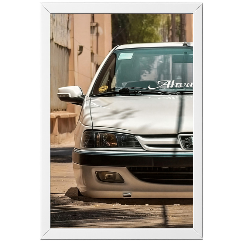 تابلو بکلیت طرح ماشین و خودرو پژو پارس (پرشیا) مدل W-po2185 فریم سفید