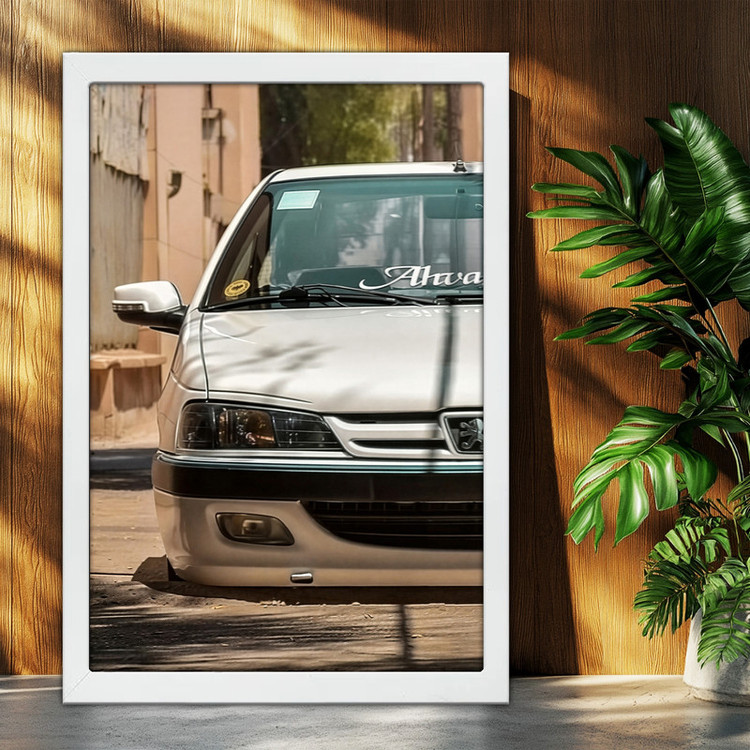 تابلو بکلیت طرح ماشین و خودرو پژو پارس (پرشیا) مدل W-po2185 فریم سفید
