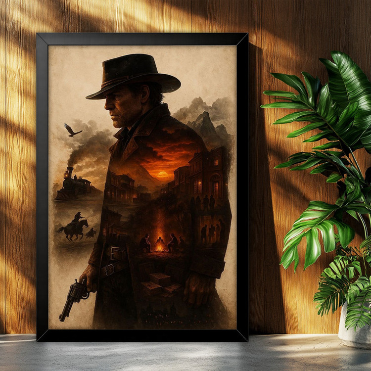 تابلو بکلیت طرح گیمینگ ردد red dead redemption 2 مدل B-po2319 فریم مشکی