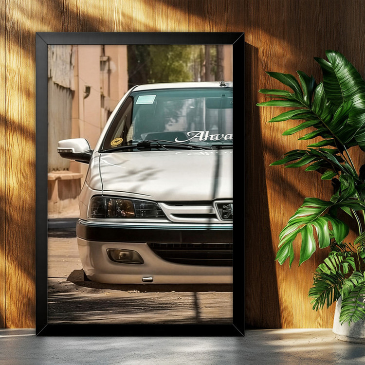 تابلو بکلیت طرح ماشین و خودرو پژو پارس (پرشیا) مدل B-po2185 فریم مشکی