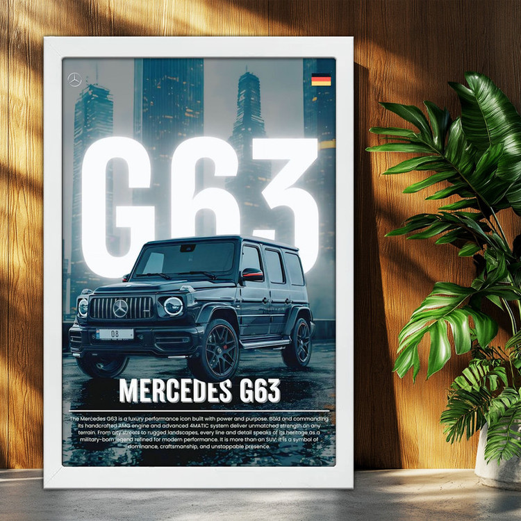 تابلو بکلیت طرح ماشین و خودرو مرسدس بنز Mercedes-Benz G-Class G63 AMG مدل W-po1861 فریم سفید