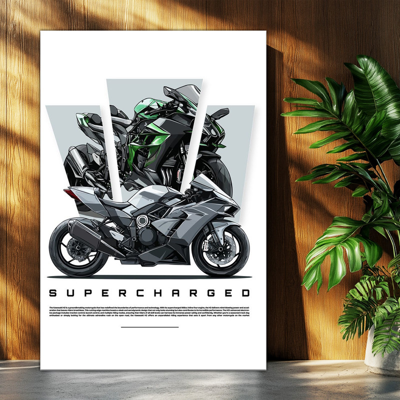 تابلو شاسی بکلیت طرح موتور سنگین نینجا کاوازاکی NINJA KAWASAKI H2R مدل T-po1671
