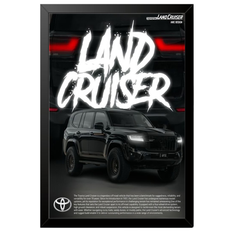 تابلو بکلیت طرح ماشین و خودرو تویوتا لندکروز Toyota LandCruiser مدل B-po1986 فریم مشکی