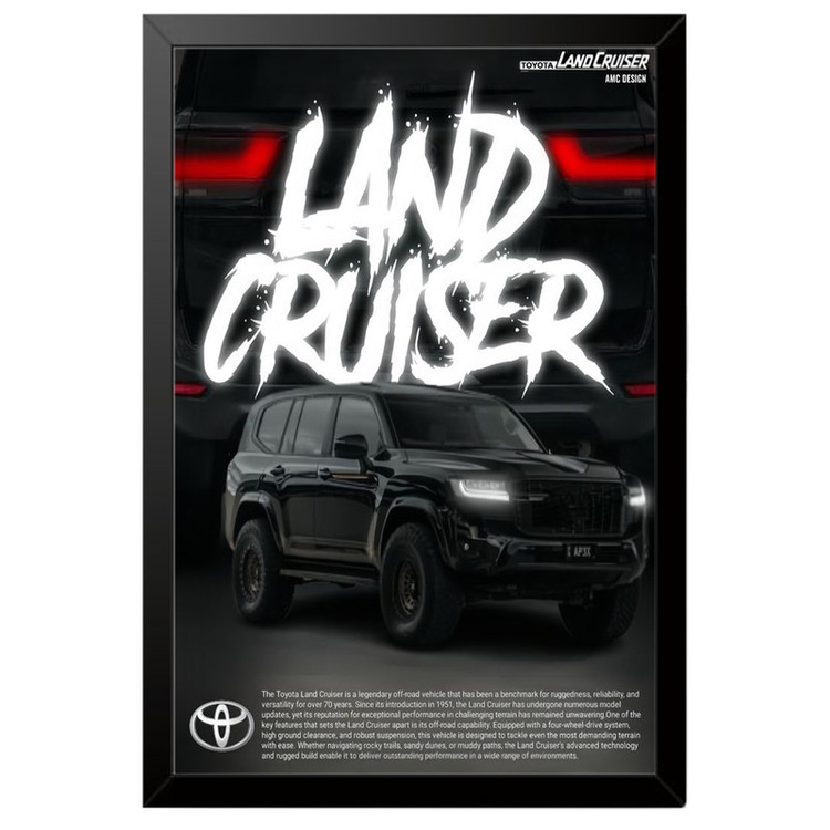 تابلو بکلیت طرح ماشین و خودرو تویوتا لندکروز Toyota LandCruiser مدل B-po1986 فریم مشکی