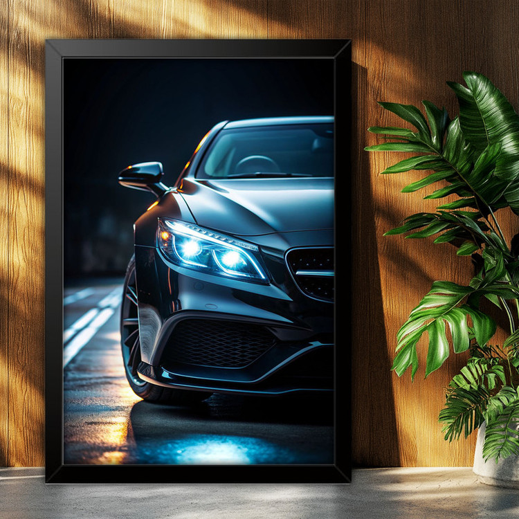 تابلو بکلیت طرح ماشین و خودرو مرسدس بنز Mercedes-Benz AMG C63 S مدل B-po1919 فریم مشکی