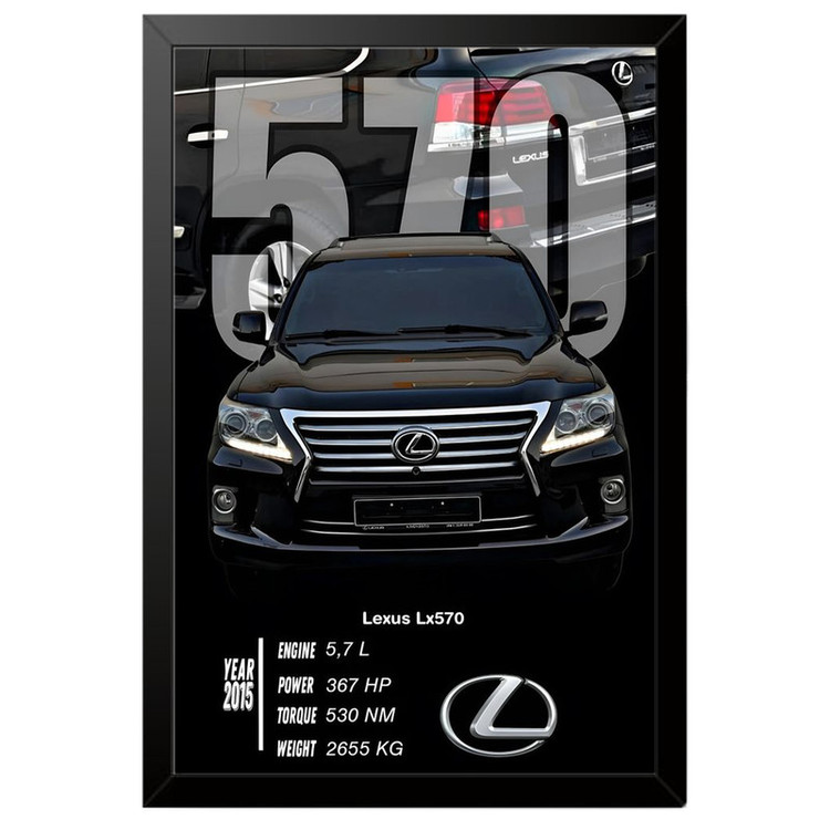 تابلو بکلیت طرح ماشین و خودرو لکسوس Lexus LX 570 مدل B-po1987 فریم مشکی