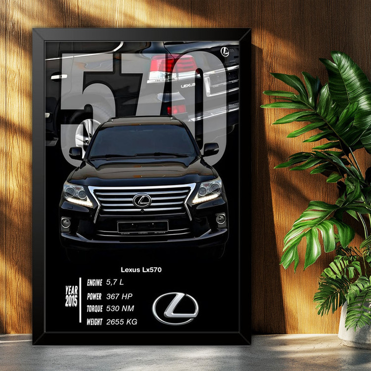 تابلو بکلیت طرح ماشین و خودرو لکسوس Lexus LX 570 مدل B-po1987 فریم مشکی