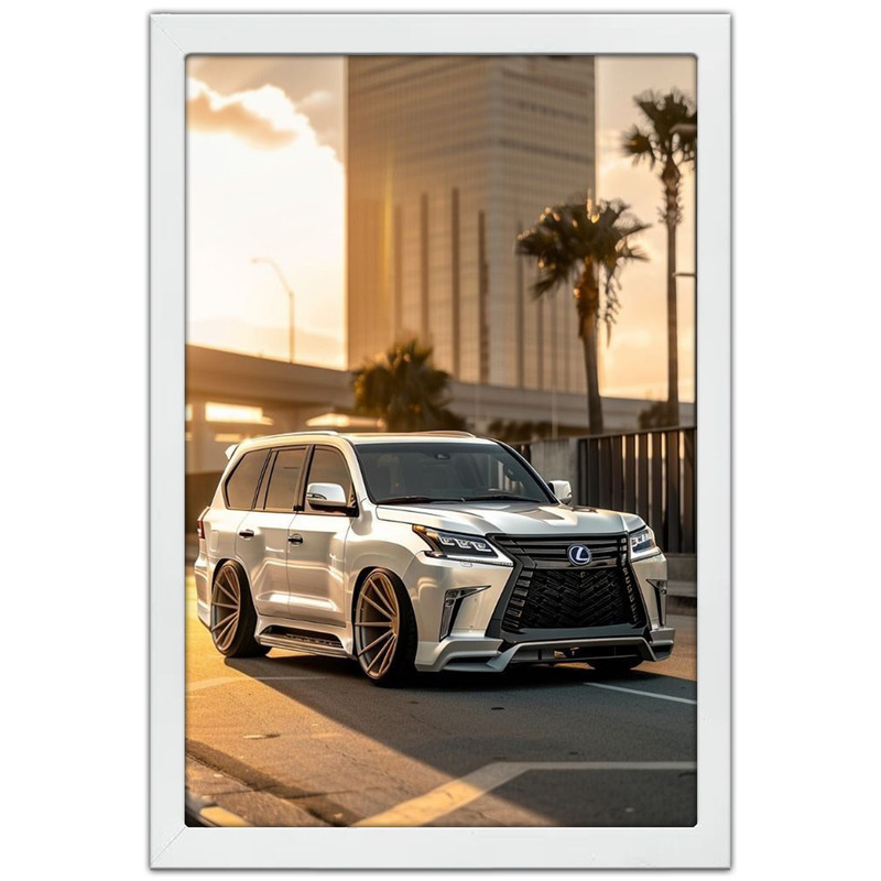 تابلو بکلیت طرح ماشین و خودرو لکسوس Lexus LX 570 مدل W-po1931 فریم سفید