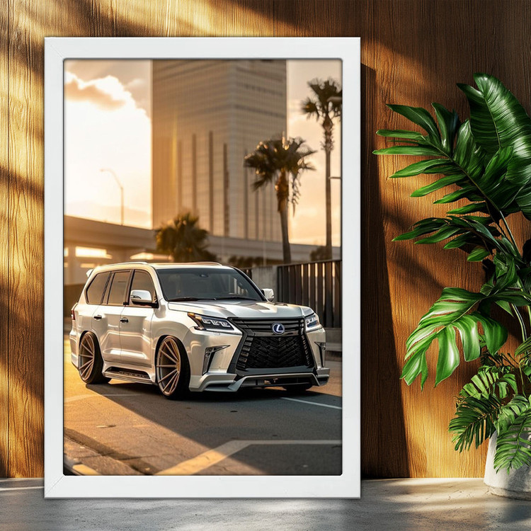 تابلو بکلیت طرح ماشین و خودرو لکسوس Lexus LX 570 مدل W-po1931 فریم سفید