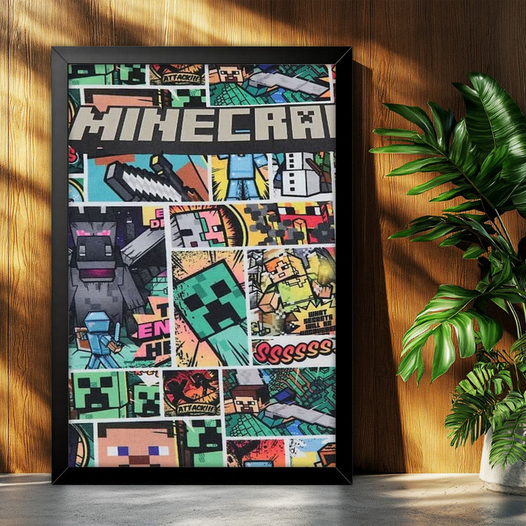تابلو بکلیت طرح گیمینگ ماینکرفت Minecraft مدل B-po2298 فریم مشکی