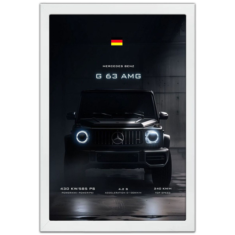 تابلو بکلیت طرح ماشین و خودرو مرسدس بنز Mercedes-Benz G-Class G63 AMG مدل W-po1923 فریم سفید