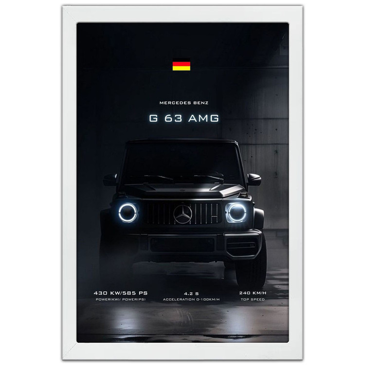 تابلو بکلیت طرح ماشین و خودرو مرسدس بنز Mercedes-Benz G-Class G63 AMG مدل W-po1923 فریم سفید