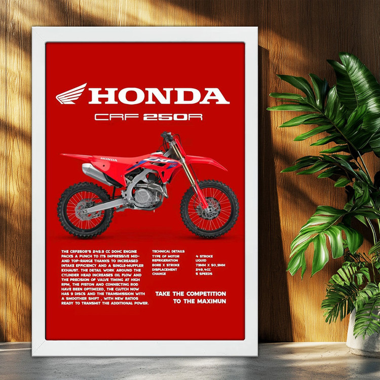 تابلو بکلیت طرح موتور هوندا HONDA CRF250R مدل W-po1894 فریم سفید