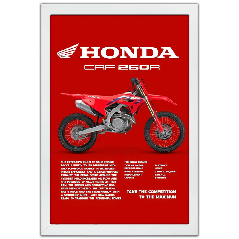 تابلو بکلیت طرح موتور هوندا HONDA CRF250R مدل W-po1894 فریم سفید