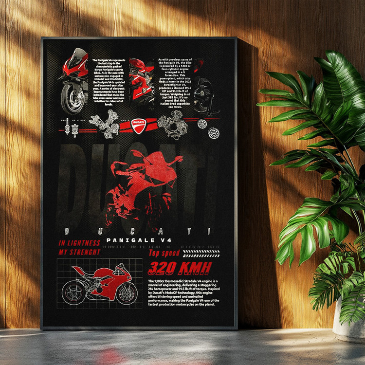 تابلو بکلیت طرح موتور سنگین دوکاتی پانیگال وی۴ Ducati Panigale V4 مدل b-po1639 فریم مشکی