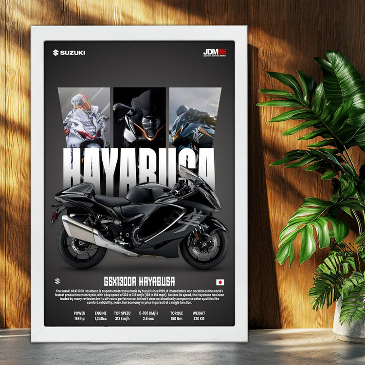 تابلو بکلیت طرح موتور سنگین سوزوکی Suzuki GSX1300R Hayabusa مدل W-po1684 فریم سفید