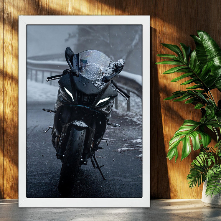 تابلو بکلیت طرح موتور سنگین یاماها Yamaha R15 V4 مدل W-po2174 فریم سفید