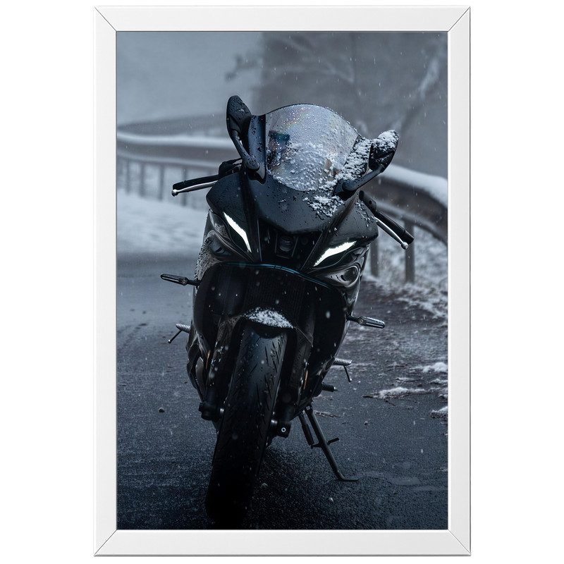 تابلو بکلیت طرح موتور سنگین یاماها Yamaha R15 V4 مدل W-po2174 فریم سفید