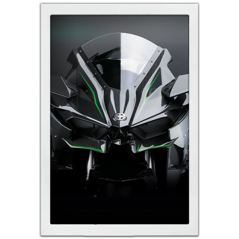 تابلو بکلیت طرح موتور سنگین نینجا کاوازاکی NINJA KAWASAKI H2R مدل W-po1699 فریم سفید