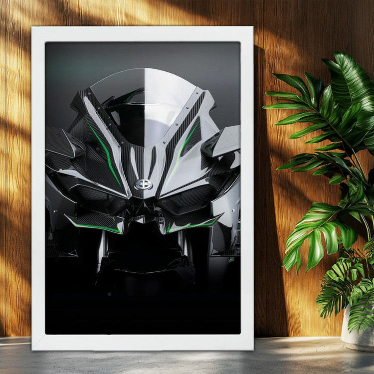 تابلو بکلیت طرح موتور سنگین نینجا کاوازاکی NINJA KAWASAKI H2R مدل W-po1699 فریم سفید