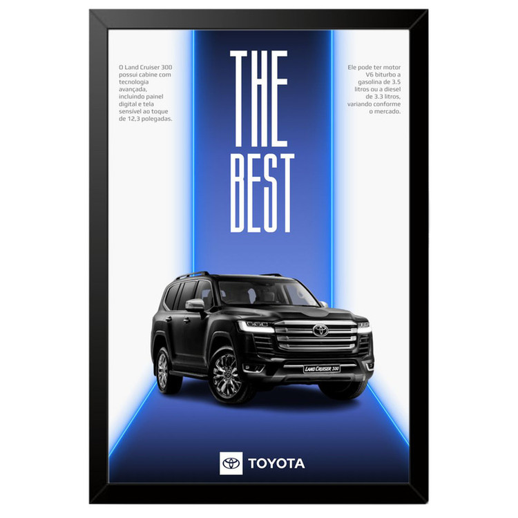 تابلو بکلیت طرح ماشین و خودرو تویوتا لندکروز Toyota LandCruiser مدل B-po2007 فریم مشکی