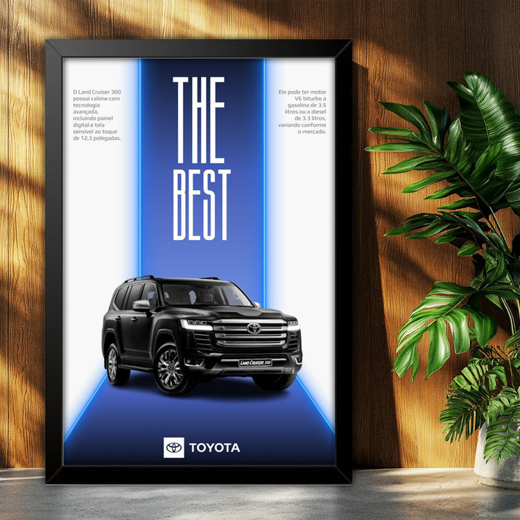 تابلو بکلیت طرح ماشین و خودرو تویوتا لندکروز Toyota LandCruiser مدل B-po2007 فریم مشکی