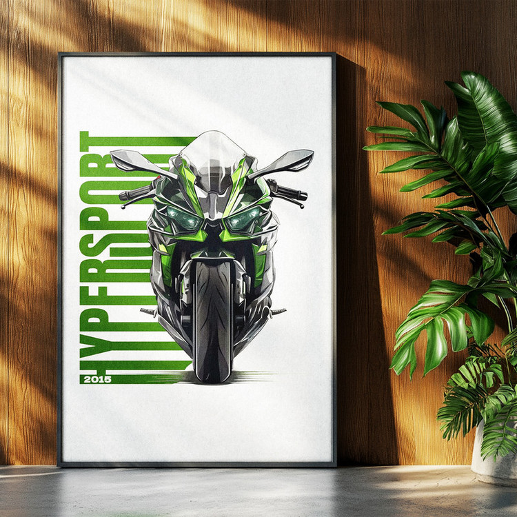 تابلو بکلیت طرح موتور سنگین نینجا کاوازاکی NINJA KAWASAKI H2R مدل b-po1678 فریم مشکی