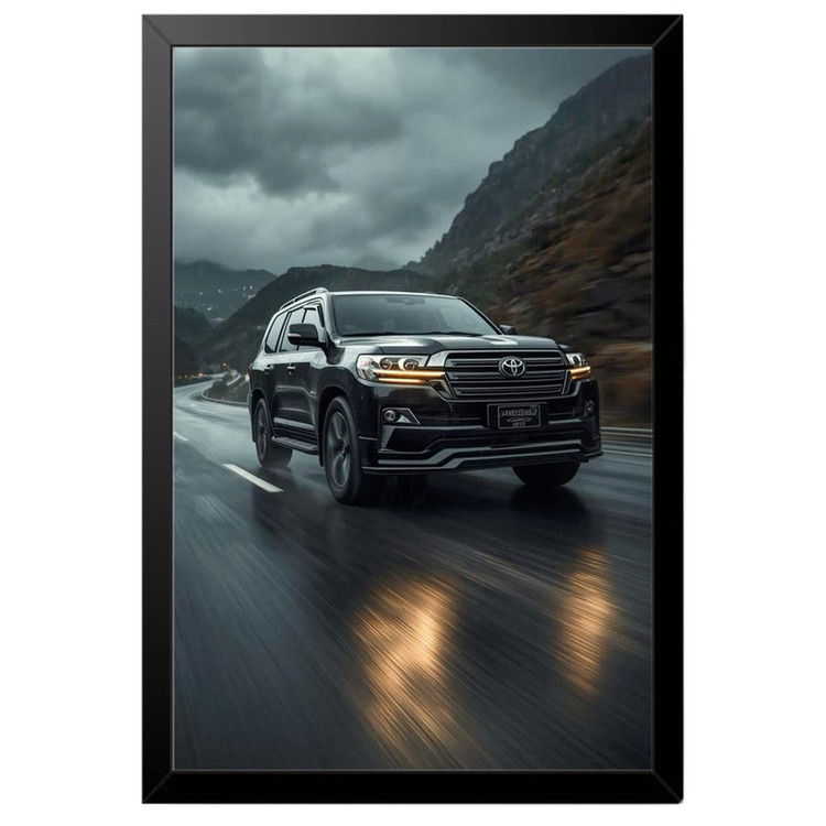 تابلو بکلیت طرح ماشین و خودرو تویوتا لندکروز Toyota LandCruiser مدل B-po1933 فریم مشکی