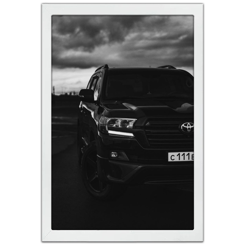 تابلو بکلیت طرح ماشین و خودرو تویوتا لندکروز Toyota LandCruiser مدل W-po1868 فریم سفید