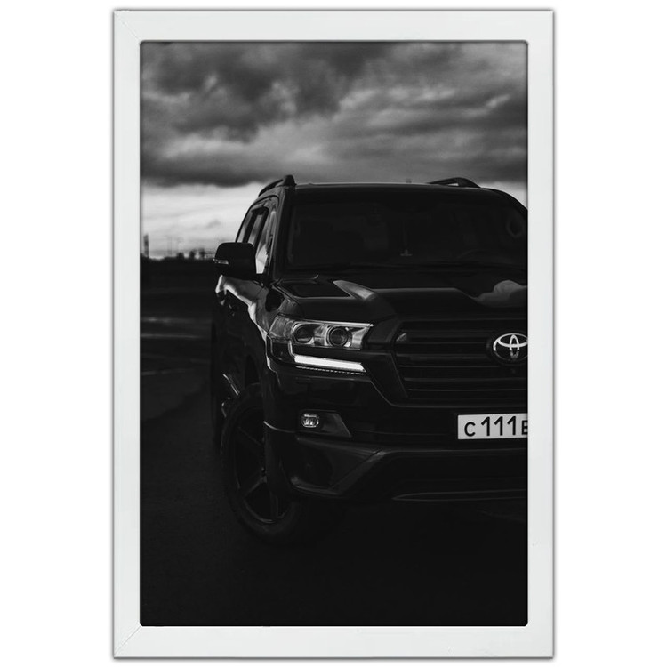 تابلو بکلیت طرح ماشین و خودرو تویوتا لندکروز Toyota LandCruiser مدل W-po1868 فریم سفید