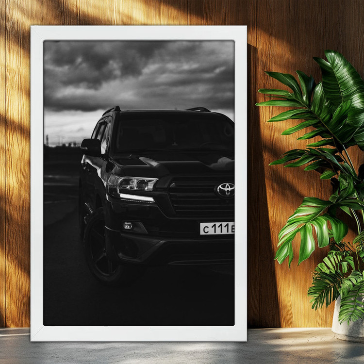 تابلو بکلیت طرح ماشین و خودرو تویوتا لندکروز Toyota LandCruiser مدل W-po1868 فریم سفید