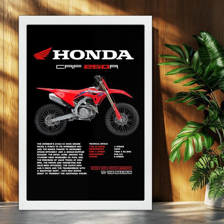 تابلو بکلیت طرح موتور سنگین هوندا Honda CRF250R مدل W-po1598 فریم سفید