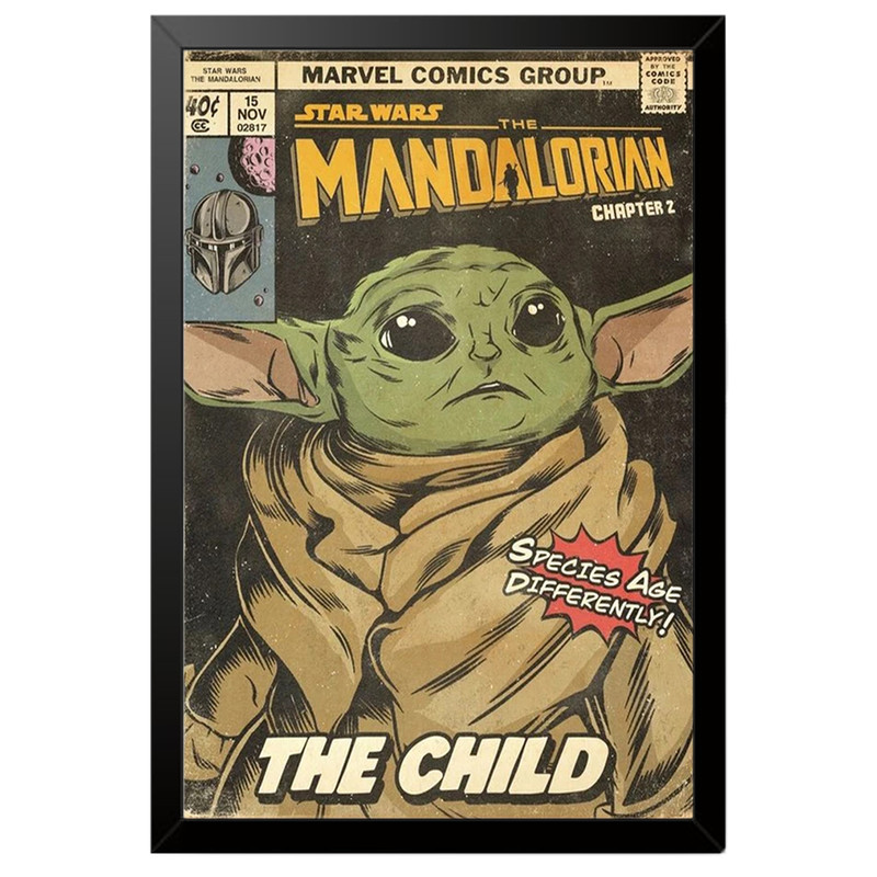 تابلو بکلیت طرح بیبی یودا Baby Yoda (Grogu) مدل B-po2069 فریم مشکی